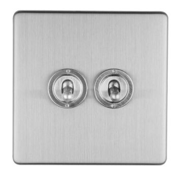 E-Lite Concealed 3 mm 2 Gang Dolly Switch Satin Stainless Steel