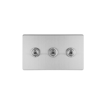 E-Lite Concealed 3 mm 3 Gang Dolly Switch Satin Stainless Steel