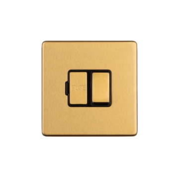 E-Lite Concealed 3 mm 13A Sw/Fused Spur BK Satin Brass Lacquered