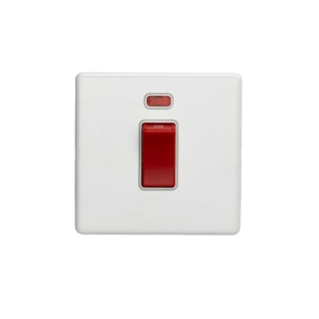 E-Lite Concealed 3 mm 45A Cooker Switch/Neon WH White