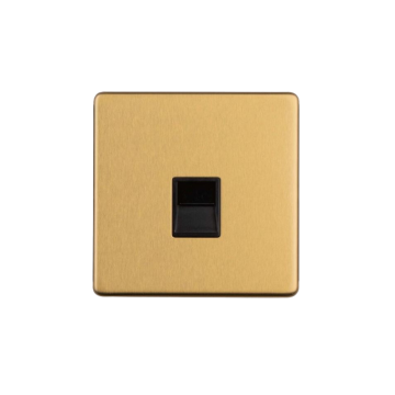 E-Lite Concealed 3 mm 1 Gang Telephone master BK Satin Brass Lacquered