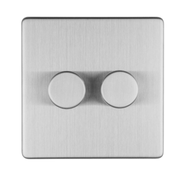 E-Lite Concealed 3 mm 2 Gang 2 Way Led Dimmer Satin Stainless Steel
