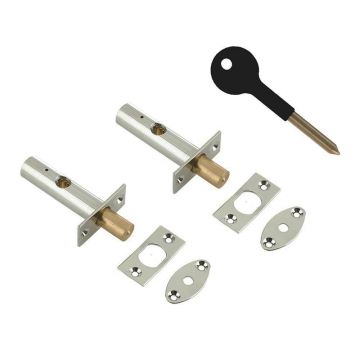 SDS Mortice Security Bolt 60 mm Twin Pack with Key Satin Chrome Plate