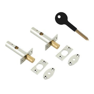 SDS Mortice Security Bolt 60 mm Twin Pack with Key Polished Chrome Plate