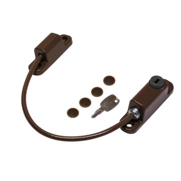 Locking Cable Window Restrictor Brown