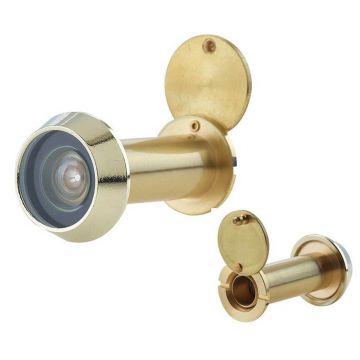 Fire Door Viewer 200 Degrees FD 30/60 Door Thickness 35-55 mm Polished Brass Lacquered
