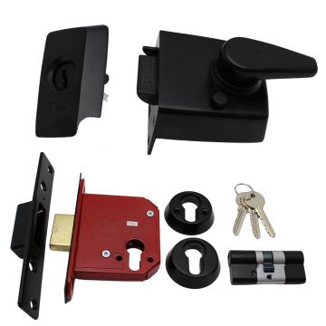 SDS Standard Nightlatch & D/lock Keyed Alike for 44 mm Door Black