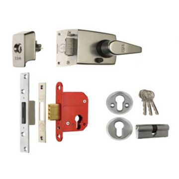SDS Standard Nightlatch & D/lock Keyed Alike for 54 mm Door Polished Chrome Plate