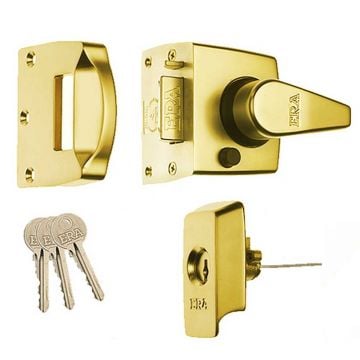 SDS Security Narrow Escape Nightlatch 40mm BS.8621 Polished Brass Lacquered