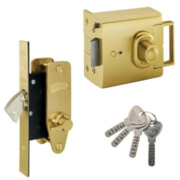 Banham Apartment Locks L2000E and M2003 Polished Brass Lacquered

