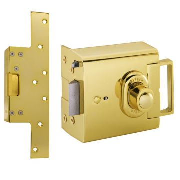 Banham EL4000 AC electric deadlock polished Brass Lacquered