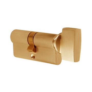 Euro Profile 10 pin Cylinder & Turn 70 mm Polished Brass Lacquered