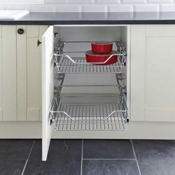 Two Wire Baskets and Runners 500 x 455 mm to suit Cabinet Width 500 mm
