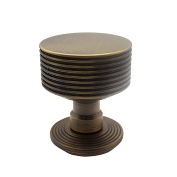 Queen Anne Reeded Door Knobs 56 mm Polished Brass Lacquered