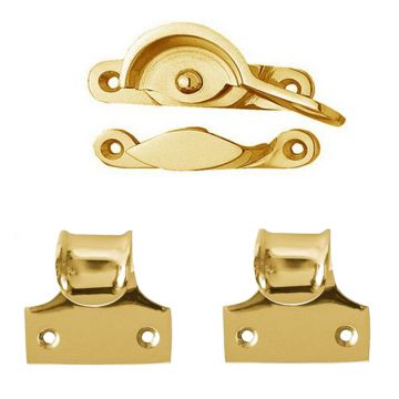 Sash Window Fitch Set Polished Brass Lacquered