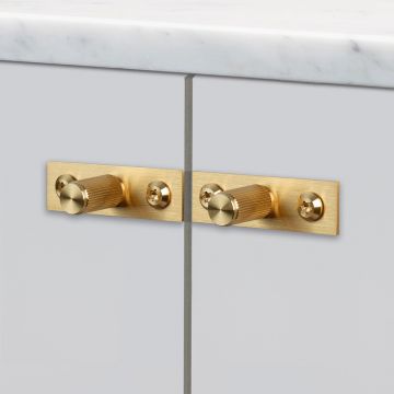 Buster + Punch Linear Furniture Knob on Plate 60 X 18 mm Satin Brass Lacquered