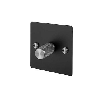 1 Gang Dimmer Light Switch Matt Black Plate (Satin Stainless Steel)