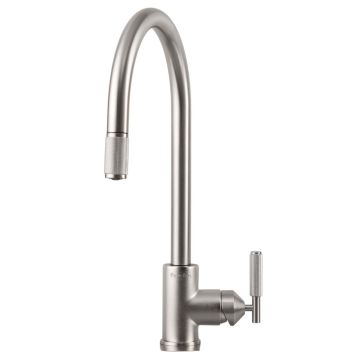 Buster + Punch Cross Knurled Pull Out Mixer Tap Satin Stainless