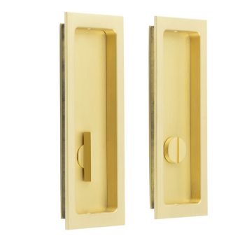 Flush Pull Plain Design with Privacy Turn 190 x 51 mm  Antique Brass Unlacquered