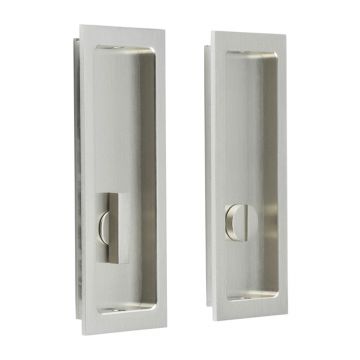 Flush Pull Plain Design with Privacy Turn 190 x 51 mm  Antique Brass Unlacquered