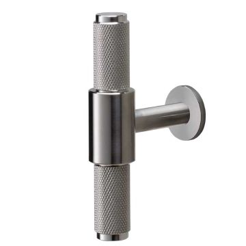 Knurled T-Bar Handle 94 mm on Rose Plate 24 mm Satin Stainless Steel