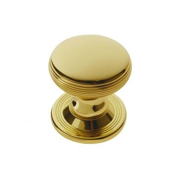 Contour Reeded Centre Door Knob 88 mm Rose 86 mm Stainless Polished Brass