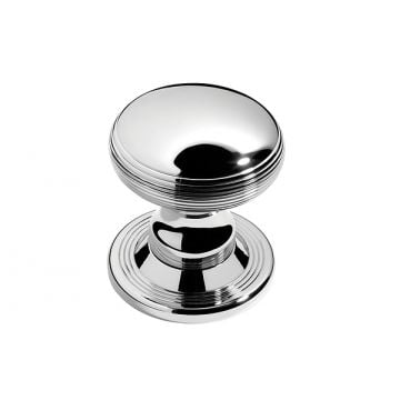 Contour Reeded Centre Door Knob 88 mm Rose 69 mm  Polished Brass Unlacquered