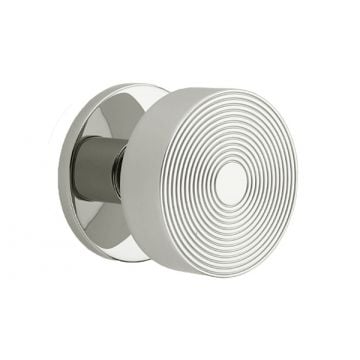 Round Disc Reeded Centre Door Knob 81 mm  Polished Brass Unlacquered