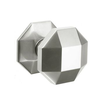 Facetted Octagon Centre Door Knob 79 mm  Polished Brass Unlacquered