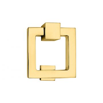 Square Door Knocker Polished Brass Lacquered