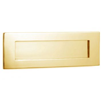 Sprung Letterplate 254 x 102 mm Satin Brass Lacquered