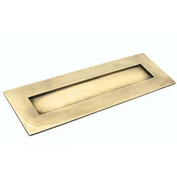 Sprung Letterplate 265 x 108 mm Aged Brass Unlacquered