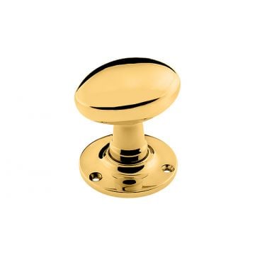 Oval Mortice Door Knobs 60 mm Polished Brass Lacquered