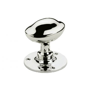 Shaped Oval Door Knobs With Round Roses Polished Chrome Plate