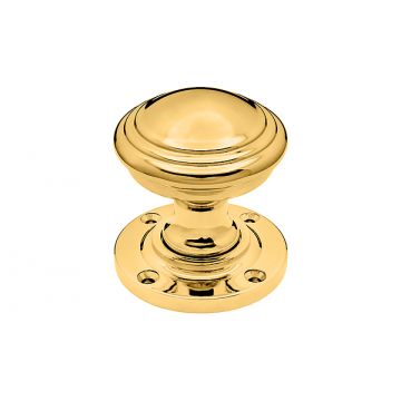 Stepped Edge Mortice Door Knobs 54 mm Polished Brass Lacquered