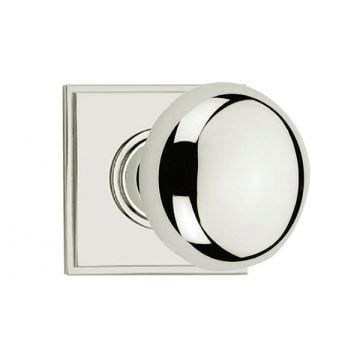 Plain Bun Mortice Knobs 57mm Square Stepped Edge Concealed Fix Plates 54 mm Polished Brass Lacquered