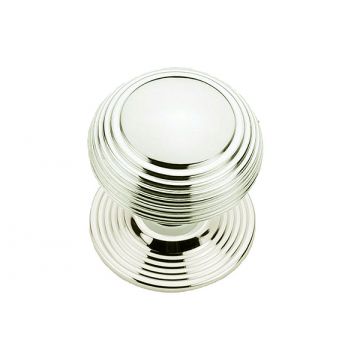 Reeded Bun Knobs 57mm with Concealed Reeded Roses 54 mm Polished Brass Lacquered
