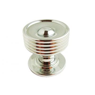 Dish Top Reeded Mortice Knobs 54mm with Stepped Curved Edge Roses 54 mm Polished Brass Lacquered