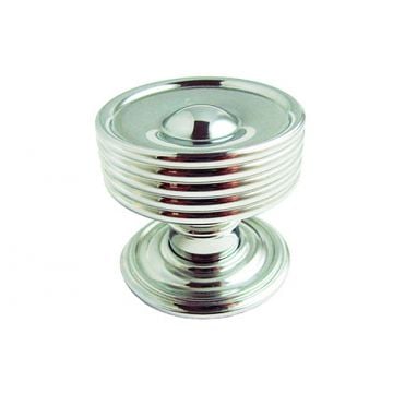 Dish Top Reeded Mortice Knobs 54mm with Ridged Roses 54mm