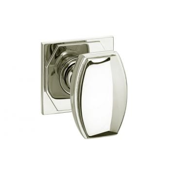 Art Deco Classic Mortice Knob on 54 mm Square Rose Polished Chrome Plate