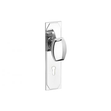 Art Deco Classic Mortice Knob on 190mm Lock Plate Polished Chrome Plate