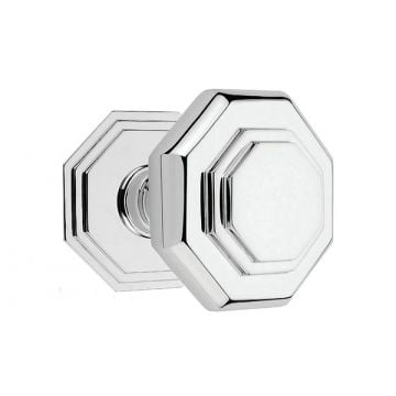 Octagonal Door Knobs 57 mm on Concealed Roses 64 mm Polished Brass Lacquered