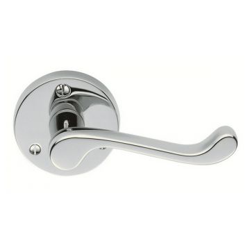 Scroll Lever Latch on Round Rose Polished Brass Lacquered