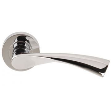 Flex Lever Door Handle on Round Rose Polished Chrome Plate