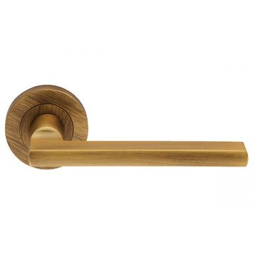 Criterion DL03 Lever Door Handle on Round Rose Antique Brass Lacquered