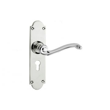 Scroll Lever 440 Euro Profile Medium Plate Polished Brass Lacquered