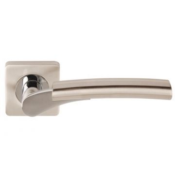 Ultimo Lever on Square Rose Polished Chrome & Satin Nickel
