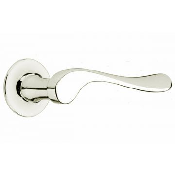 Shaped Lever Door Handle on Concealed Plain Rose 54mm Dia. Polished Chrome Plate