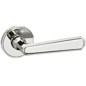 Art Deco Lever on 54 mm Concealed Flat Top Stepped Edge Rose Polished Chrome Plate