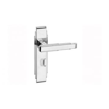 Art Deco Lever Privacy Turn 190 mm Plate Polished Chrome Plate